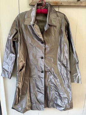 Silk/Satin-Like Metallic Trench Coat for Women